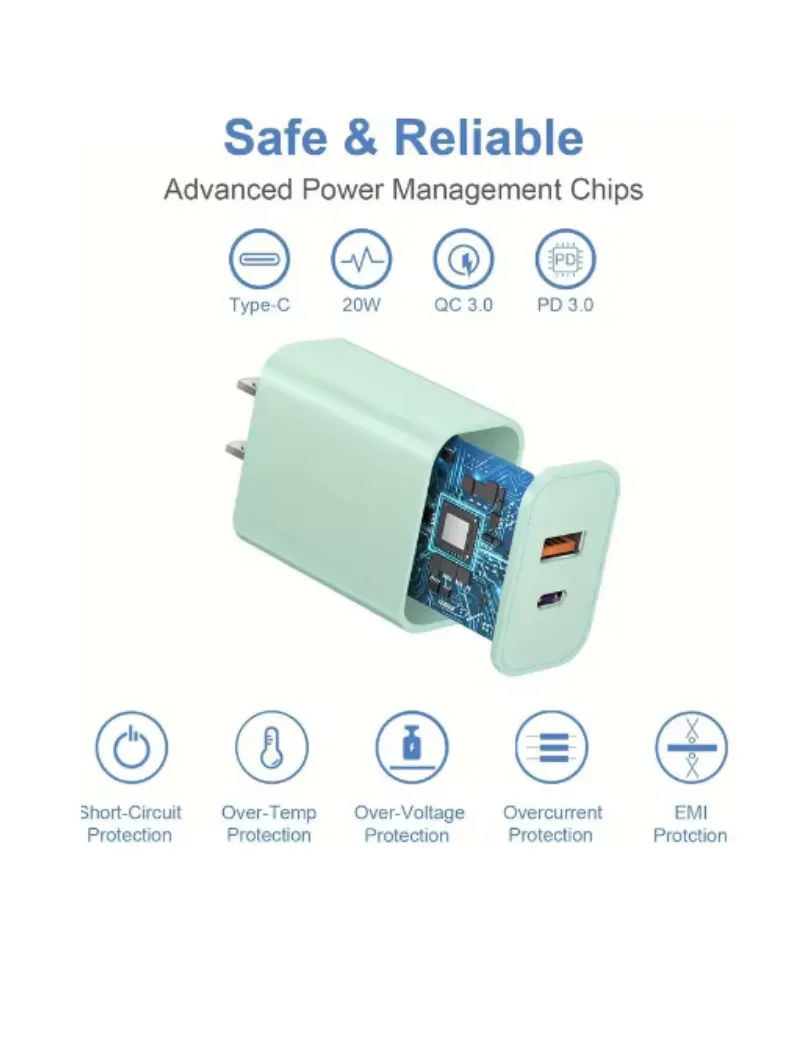 CARGADOR PARA CELULAR GENÉRICO MARRANITA A2597A3 USB-C 20W VERDE, vista 2